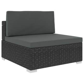  6-tlg. Garten-Lounge-Set mit Auflagen Poly Rattan Schwarz
