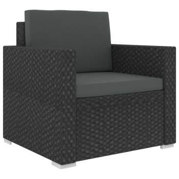  6-tlg. Garten-Lounge-Set mit Auflagen Poly Rattan Schwarz