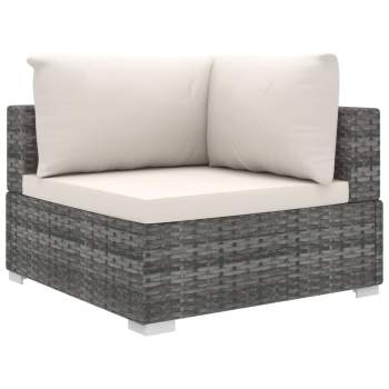Preview:  4-tlg. Garten-Lounge-Set mit Auflagen Poly Rattan Grau
