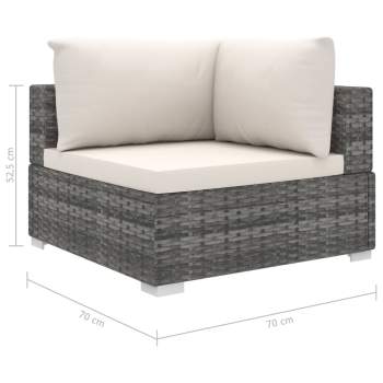  4-tlg. Garten-Lounge-Set mit Auflagen Poly Rattan Grau