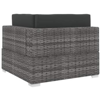Preview:  Ecksofa mit Auflagen Poly Rattan Grau