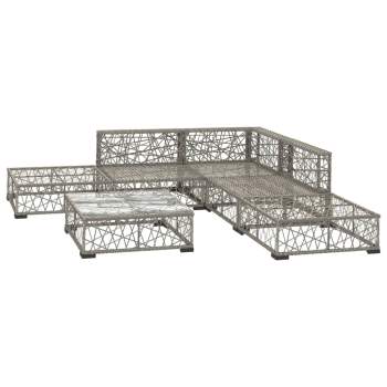  6-tlg. Garten-Lounge-Set mit Auflagen Poly Rattan Grau