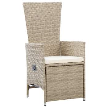  Garten-Liegestühle 2 Stk. mit Auflagen Poly Rattan Beige