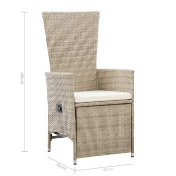  Garten-Liegestühle 2 Stk. mit Auflagen Poly Rattan Beige