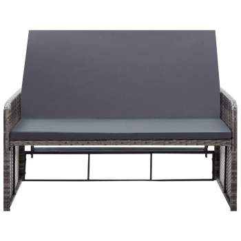  2-tlg. Garten-Lounge-Set mit Auflagen Poly Rattan Grau