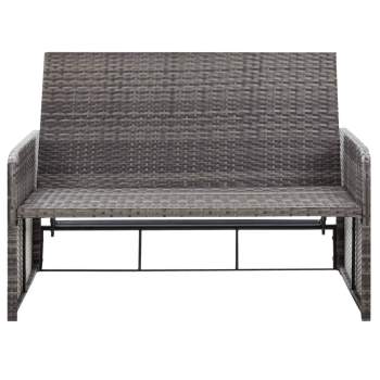  2-tlg. Garten-Lounge-Set mit Auflagen Poly Rattan Grau
