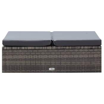  2-tlg. Garten-Lounge-Set mit Auflagen Poly Rattan Grau