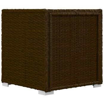  Sonnenliege mit Auflage und Teetisch Poly Rattan Braun