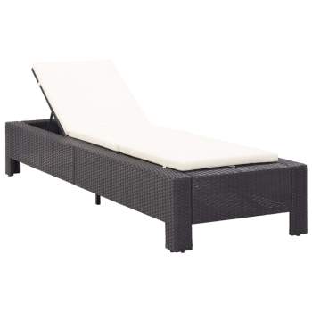  Sonnenliege mit Auflage Schwarz Poly Rattan