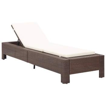  Sonnenliege mit Auflage Braun Poly Rattan