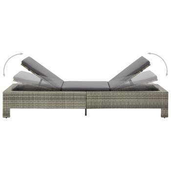  Sonnenliege mit Auflage Grau Poly Rattan 