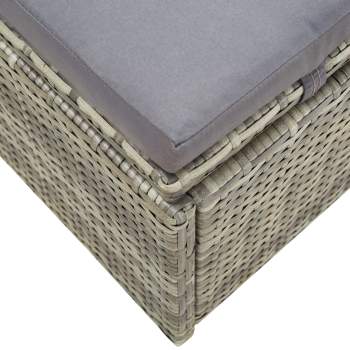  Sonnenliege mit Auflage Grau Poly Rattan 