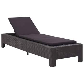  Sonnenliege mit Auflage Schwarz Poly Rattan