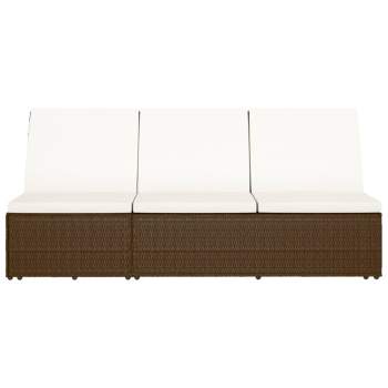  Sonnenliege mit Auflage Poly Rattan Braun