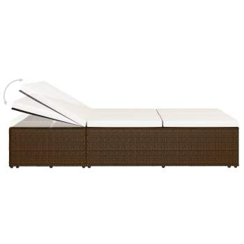  Sonnenliege mit Auflage Poly Rattan Braun