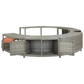  Whirlpool-Umrandung Grau Poly-Rattan