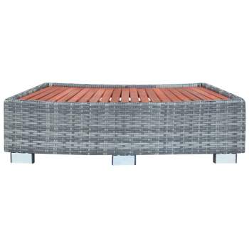 Preview:  Spa-Einstiegsstufe Grau Poly Rattan 92×45×25 cm