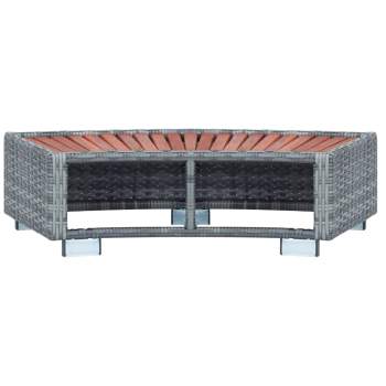  Spa-Einstiegsstufe Grau Poly Rattan 92×45×25 cm