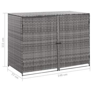  Mülltonnenbox für 2 Tonnen Poly Rattan Anthrazit 148×77×111 cm 