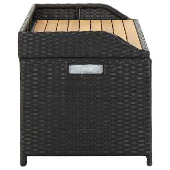  Gartenbank mit Stauraum 120 cm Poly Rattan Schwarz