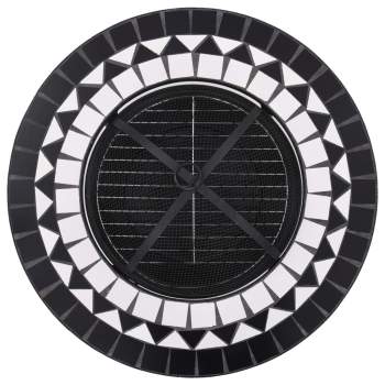  Feuertisch Mosaik Keramik Schwarz und Weiß 68 cm