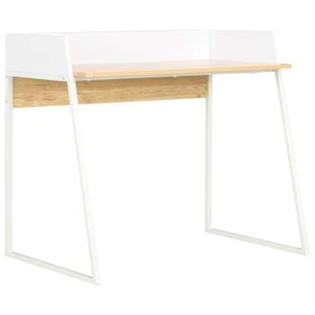  Schreibtisch Weiß und Eiche 90x60x88 cm