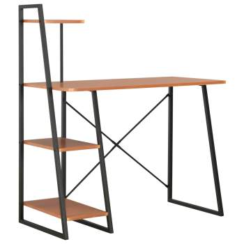  Schreibtisch mit Regaleinheit Schwarz und Eiche 102×50×117 cm