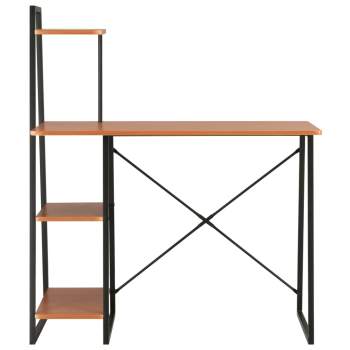 Preview:  Schreibtisch mit Regaleinheit Schwarz und Eiche 102×50×117 cm