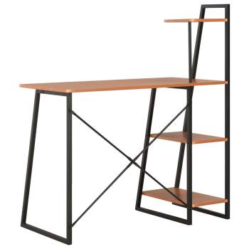 Preview:  Schreibtisch mit Regaleinheit Schwarz und Eiche 102×50×117 cm