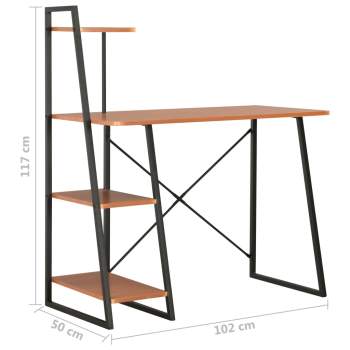  Schreibtisch mit Regaleinheit Schwarz und Eiche 102×50×117 cm