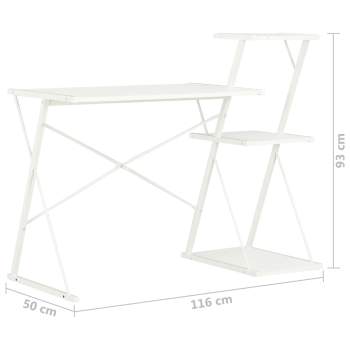  Schreibtisch mit Regal Weiß 116×50×93 cm