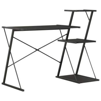  Schreibtisch mit Regal Schwarz 116×50×93 cm
