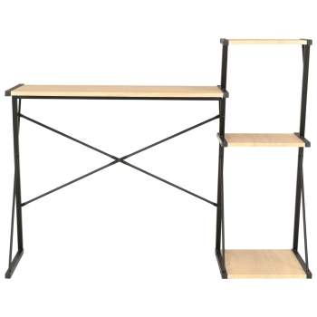 Preview:  Schreibtisch mit Regal Schwarz und Eiche 116×50×93 cm