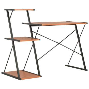 Preview:  Schreibtisch mit Regal Schwarz und Braun 116×50×93 cm