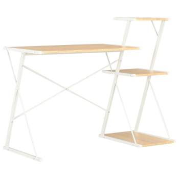  Schreibtisch mit Regal Weiß und Eiche 116×50×93 cm