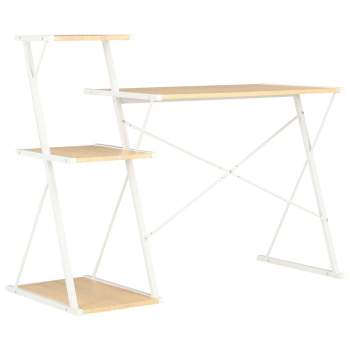 Preview:  Schreibtisch mit Regal Weiß und Eiche 116×50×93 cm