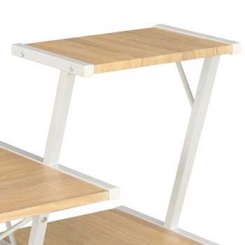 Schreibtisch mit Regal Weiß und Eiche 116×50×93 cm