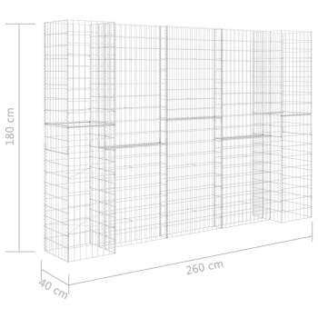  H-förmiger Gabionen-Pflanzkorb Stahldraht 260x40x180 cm  