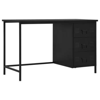  Schreibtisch mit Schubladen Schwarz 120 x 55 x 75 cm Stahl