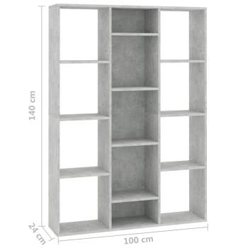  Raumteiler/Bücherregal Betongrau 100x24x140 cm Holzwerkstoff