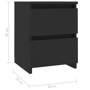  Nachttisch Schwarz 30×30×40 cm Holzwerkstoff