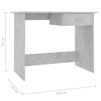  Schreibtisch Betongrau 100×50×76 cm Holzwerkstoff