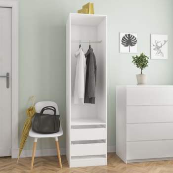  Kleiderschrank mit Schubladen Weiß 50x50x200 cm Holzwerkstoff