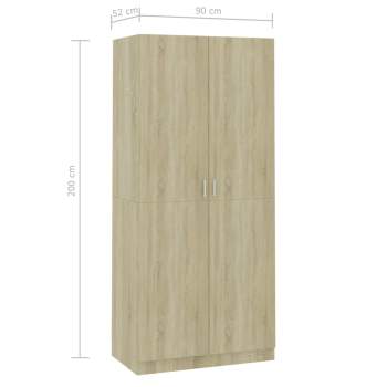  Kleiderschrank Sonoma-Eiche 90x52x200 cm Holzwerkstoff