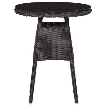  3-tlg. Garten-Bistro-Set mit Auflagen Poly Rattan Schwarz