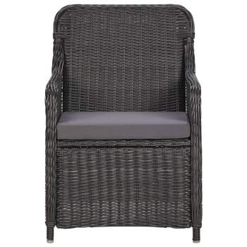  3-tlg. Garten-Bistro-Set mit Auflagen Poly Rattan Schwarz