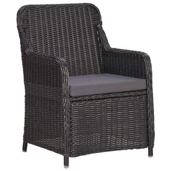  3-tlg. Garten-Bistro-Set mit Auflagen Poly Rattan Schwarz