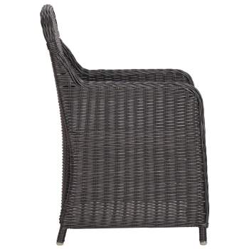  3-tlg. Garten-Bistro-Set mit Auflagen Poly Rattan Schwarz