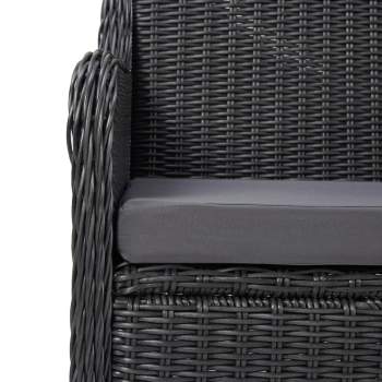  3-tlg. Garten-Bistro-Set mit Auflagen Poly Rattan Schwarz