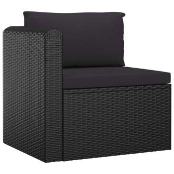  7-tlg. Garten-Lounge-Set mit Auflagen Poly Rattan Schwarz